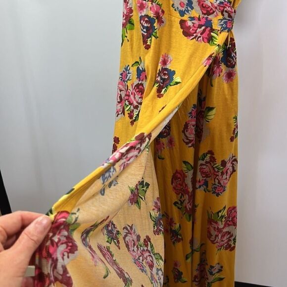 MATILDA JANE Women’s Alana Floral Print Tie Waist Wrap Maxi Dress Yellow Small - Picture 5 of 10